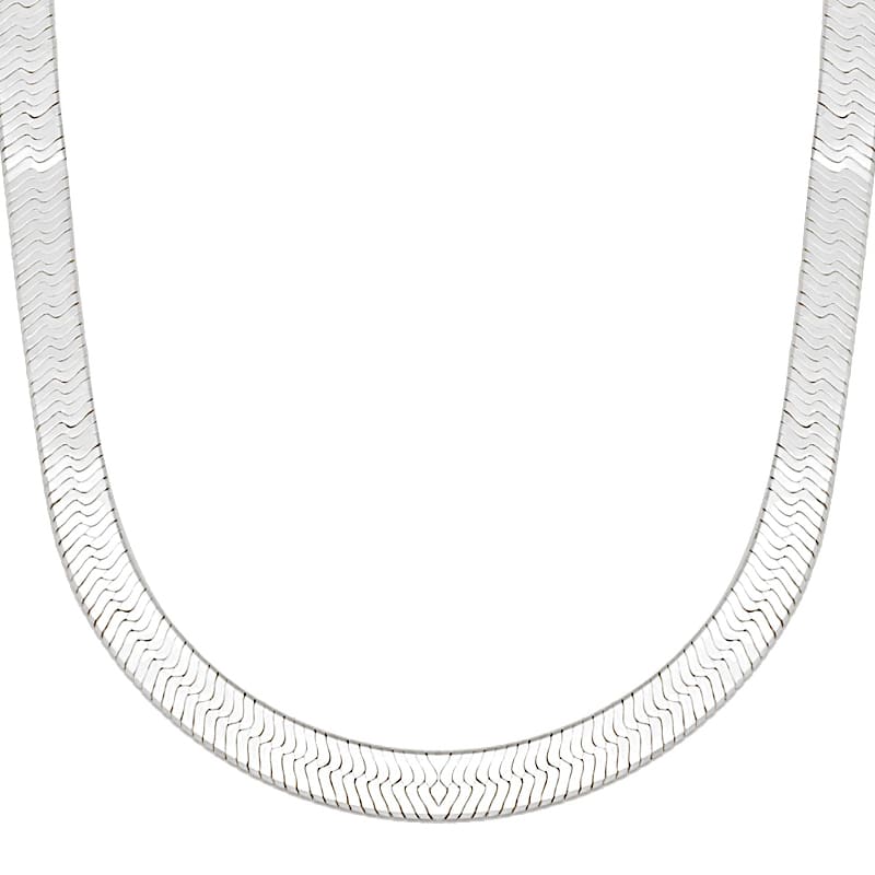 Silver flat herringbone necklace discount